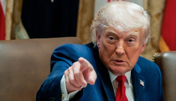 US President Donald Trump points his finger during a cabinet meeting in the Cabinet Room at the White House, in Washington, DC, US, May 27, 2026. — Reuters