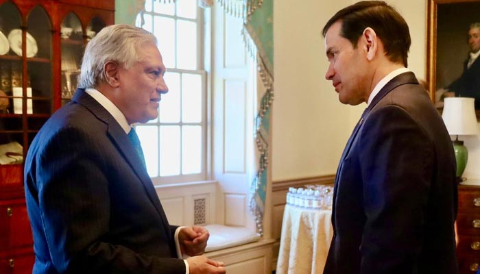 Deputy Prime Minister and Foreign Minister Ishaq Dar (left) meets US Secretary of State Marco Rubio in Washington, May 29, 2026. — X/@ForeignOfficePk