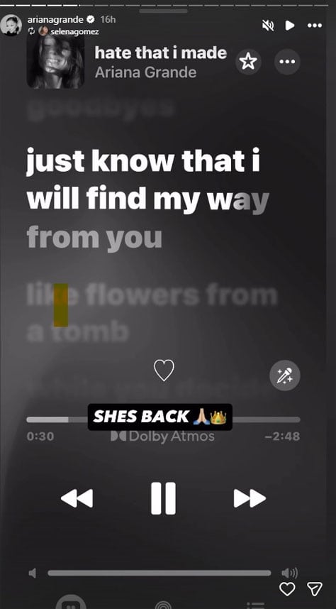 Ariana Grandes new song gets Selena Gomezs stamp of approval