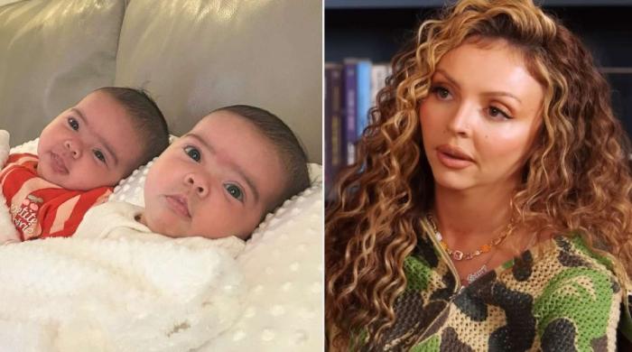 Jesy Nelson turns park visit into physiotherapy session for twin girls
