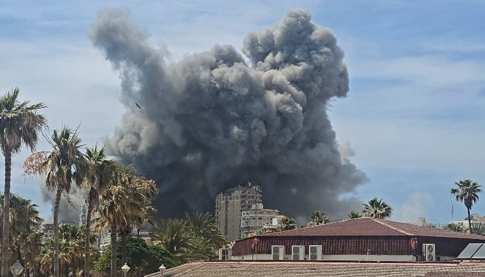Smoke rises from the site of an Israeli strike in the southern Lebanese city of Tyre on May 31, 2026. — AFP