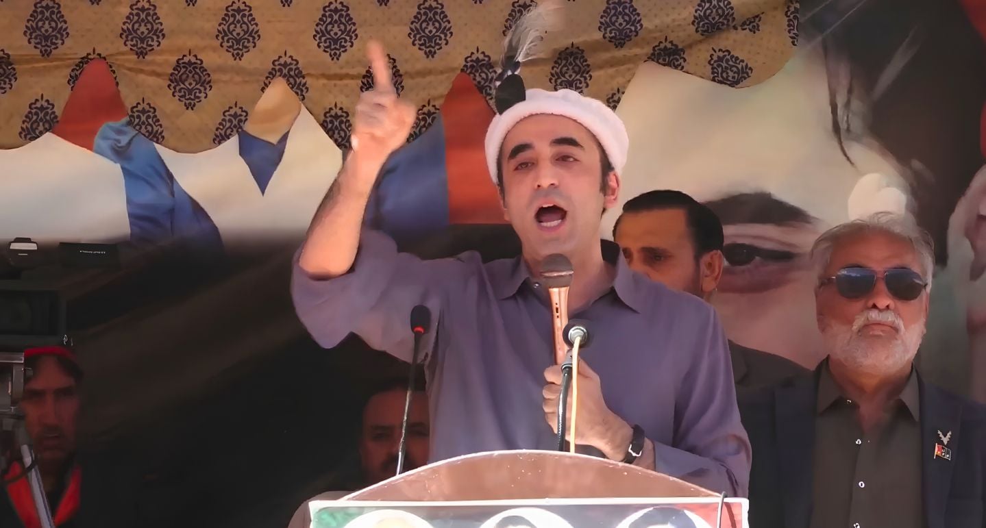 Pakistan Peoples Party (PPP) Chairman Bilawal Bhutto-Zardari addresses an election rally in Shigar, Gilgit-Baltistan, June 1, 2026. — Screengrab via YouTube/Geo News