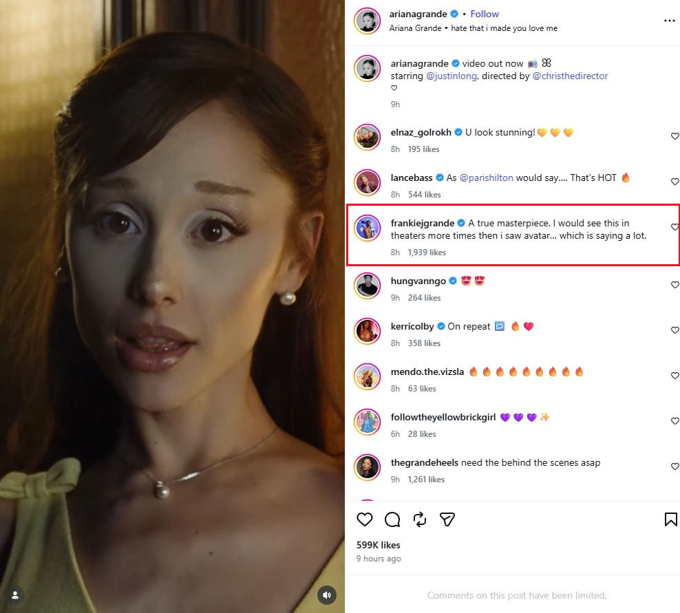 Ariana Grande brother gives bold verdict on her new music video