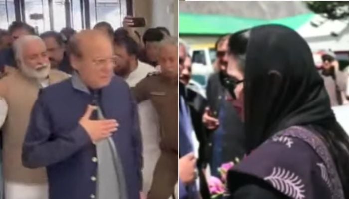 Photo collage shows PML-N President Nawaz Sharif arriving in Gilgit and First Lady Aseefa Bhutto Zardari reaching Skardu, June 2, 2026. — Screengrab via Geo News