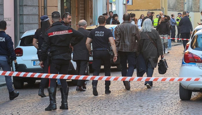 Police officers work at the scene after several people were injured when a car drove into pedestrians in the center of the northern Italian city of Modena, Italy, May 16, 2026.— Reuters/File