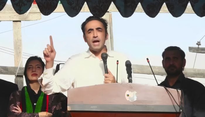 Pakistan Peoples Party (PPP) Chairman Bilawal Bhutto-Zardari addresses an election rally in Skardu, Gilgit-Baltistan, June 2, 2026. — Screengrab via YouTube/Geo News