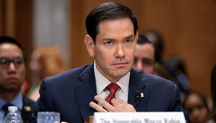 US Secretary of State Marco Rubio adjusts his tie as he attends a US Senate Foreign Relations Committee hearing on President Donald Trumps FY2027 budget request for the Department of State, to testify, on Capitol Hill in Washington, DC, US, June 2, 2026. — Reuters