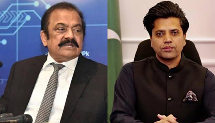 A collage of PMs advisor Rana Sanaullah and KP Info minister Shafiullah Jans pictures. — PID/Facebook @shafijanpti