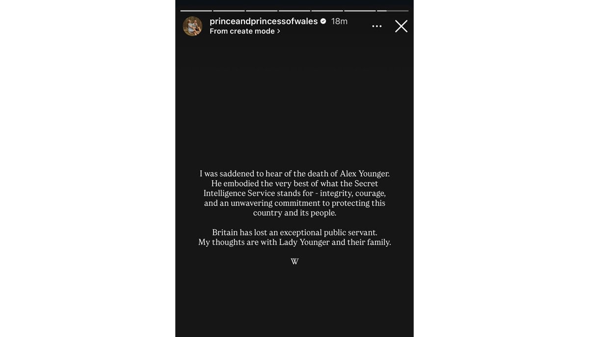 Prince William mourns Alex Younger in emotional statement: Saddened