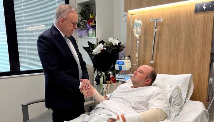Australias Prime Minister Anthony Albanese visits Ahmed al Ahmed, the bystander who charged at one of the gunmen and seized his rifle during the deadly shooting at Bondi Beach, at St George Hospital in Sydney, Australia.— Reuters/File