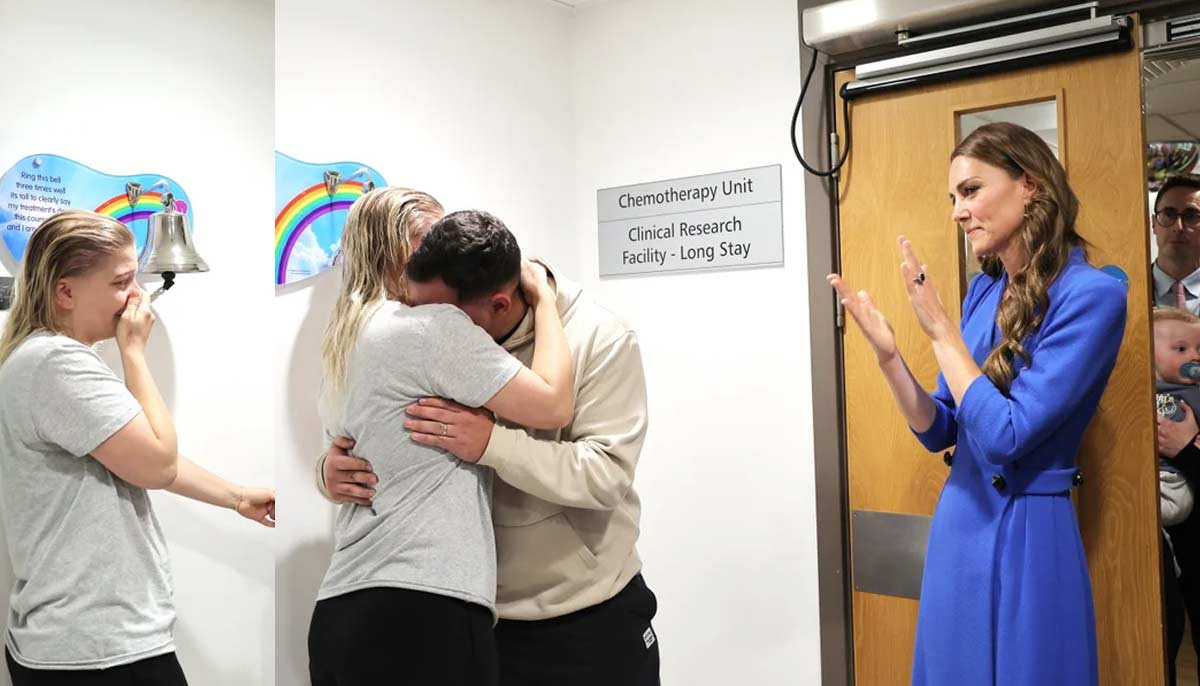 Kate Middleton moves to tears as cancer patient rings bell in emotional moment