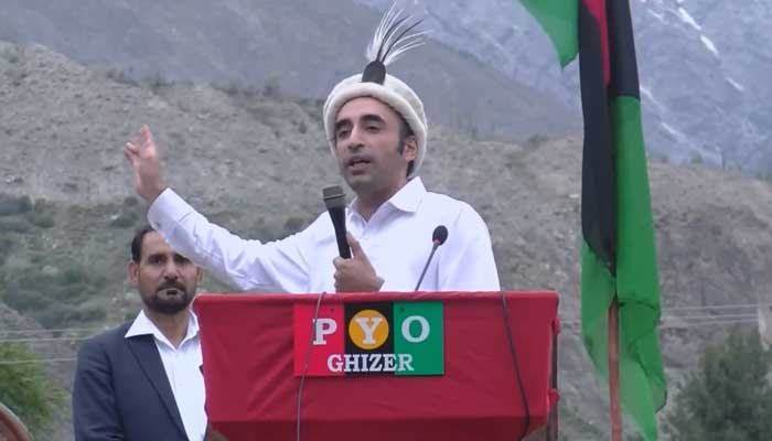 Pakistan Peoples Party (PPP) Chairman Bilawal Bhutto-Zardari is addressing an election rally in GBs Ghizer on June 4, 2026. — X/@MediaCellPPP