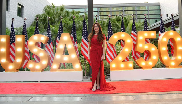 US Chargé d’Affaires Natalie A. Baker during a reception marking 250 years of independence of the United States of America at the US Embassy Islamabad. — X/@usembislamabad