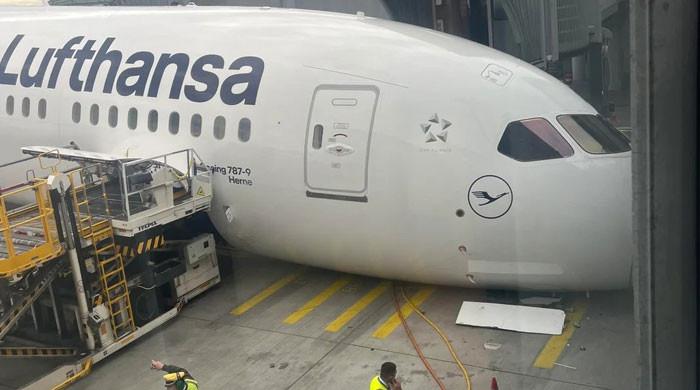 WATCH: Lufthansa Boeing jet tips onto its nose at German airport