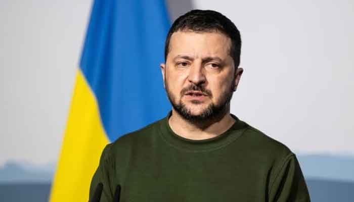Ukrainian President Volodymyr Zelenskiy speaks at a press conference after bilateral talks with the Swiss delegation, on Monday, January 15, 2024, — Reuters