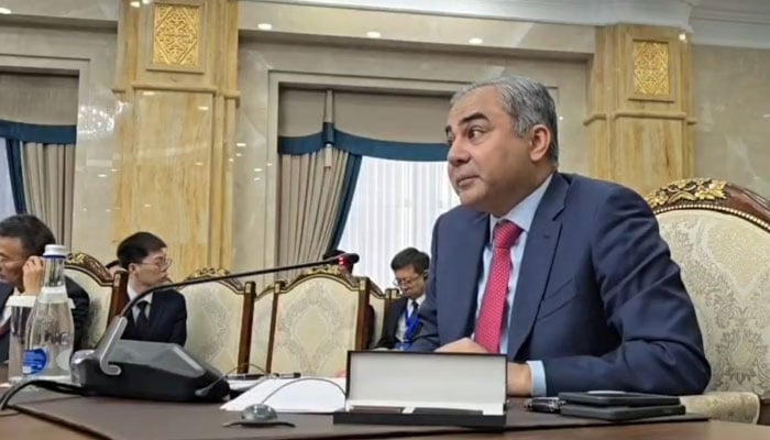 Interior Minister Mohsin Naqvi addresses special meeting of Ministers of Interior and Public Security of the Shanghai Cooperation Organisation in Bishkek, Kyrgyzstan, on June 5, 2026. — APP