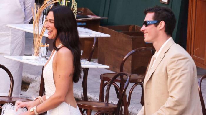 Newlywed Dua Lipa and husband Callum Turner attend wedding guests in Italy