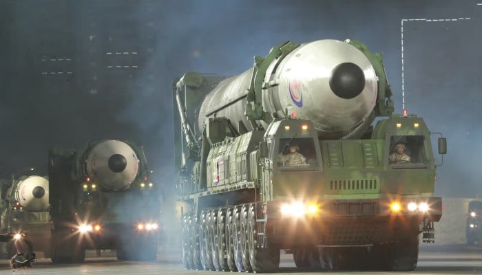 North Korea nuclear programme 'absolutely non-negotiable': leader's sister 8 Hwasong-17 intercontinental ballistic missiles take part in a nighttime military parade to mark the 90th anniversary of the founding of the Korean Peoples Revolutionary Army in Pyongyang, North Korea, in this undated photo released by North Koreas Korean Central News Agency (KCNA) on April 26, 2022. — Reuters