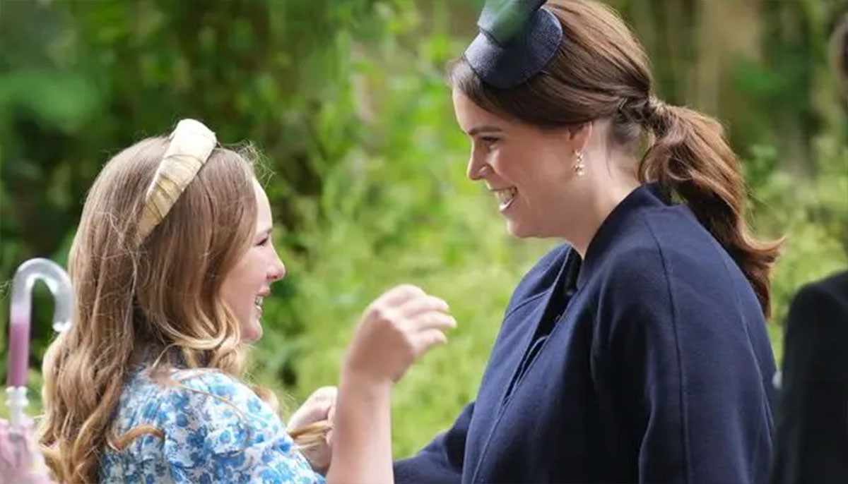 Pregnant Princess Eugenie lights up Peter Phillips' wedding with touching hug