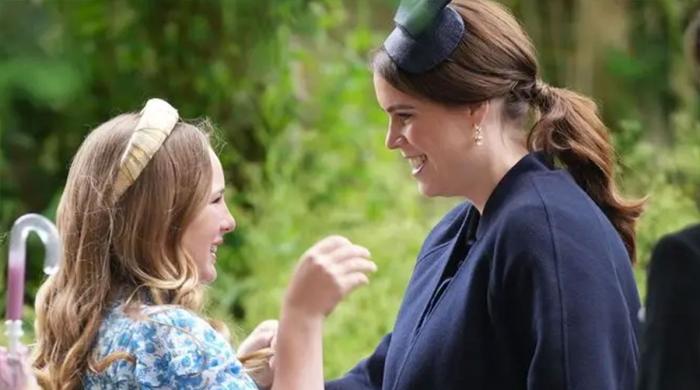 Pregnant Princess Eugenie lights up Peter Phillips' wedding with touching hug