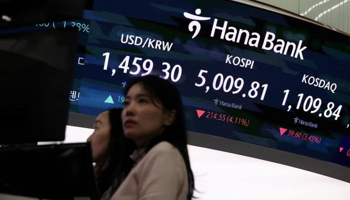 Currency dealers work, as an electronic board displays the Korea Composite Stock Price Index (KOSPI), the exchange rate between the US dollar and South Korean won and the Korea Securities Dealers Automated Quotations (KOSDAQ) at the dealing room of a bank, in Seoul, South Korea, February 2, 2026. — Reuters