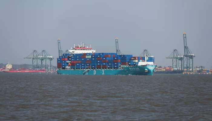 A container ship operates in the Arabian Sea off Mumbai, India, May 6, 2026.— Reuters/File