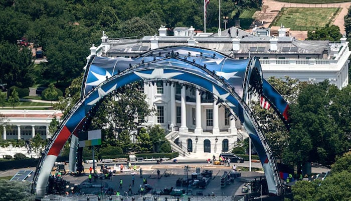 Construction continues on a temporary arena that will host the UFC Freedom 250 fight card at the White House in Washington, DC, US, on June 5, 2026. — Reuters