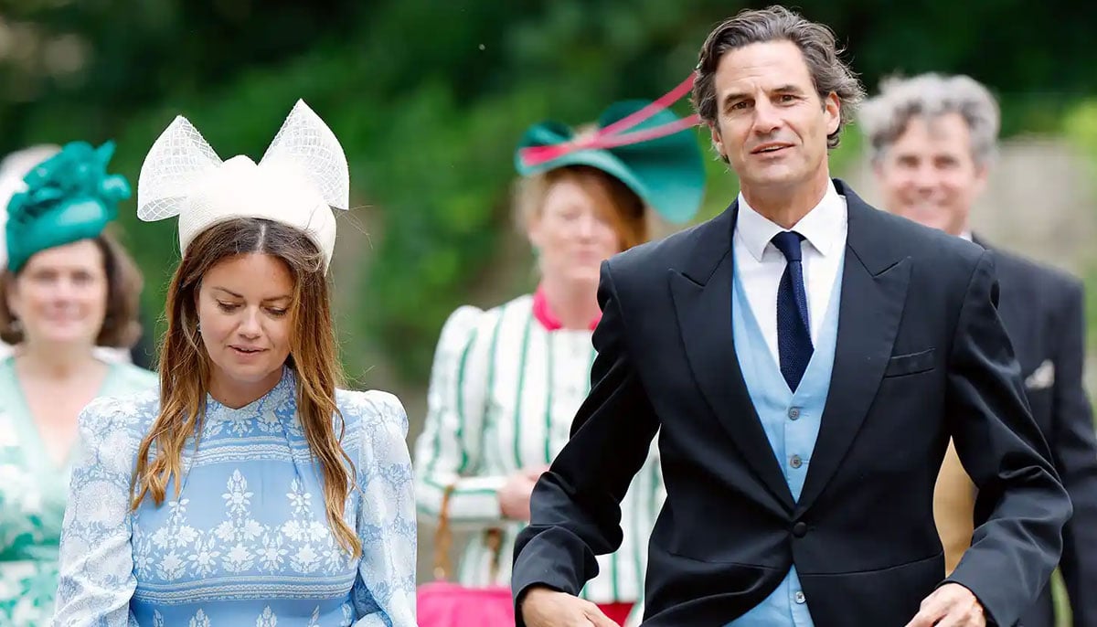 Rupert Finch and wife Lady Natasha Rufus Isaacs at Peter Phillips and Harriet Sperling wedding