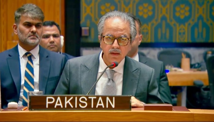 Pakistans Permanent Representative to the United Nations, Ambassador Asim Iftikhar Ahmad addresses UNSC meeting on June 9, 2026. — @PakistanUN_NY