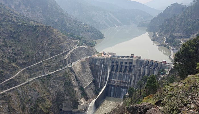 A view of Baglihar Dam, also known as Baglihar Hydroelectric Power Project, on the Chenab river which flows from India into Pakistan, at Chanderkote in the occupied Jammu region on May 6, 2025. — Reuters