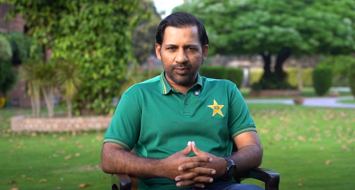 Pakistan Test head coach Sarfaraz Ahmed can be seen in this screen grab taken from a video. — PCB