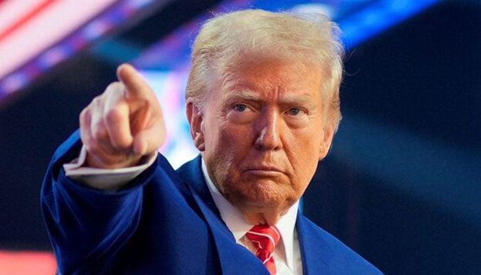 US President Donald Trump gestures at Turning Point USAs AmericaFest in Phoenix, Arizona, US, December 22, 2024.— Reuters