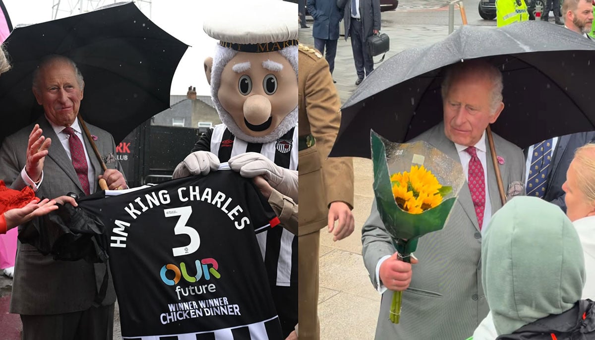 King Charles tells rain-soaked Grimsby crowd to ‘visit the pub'