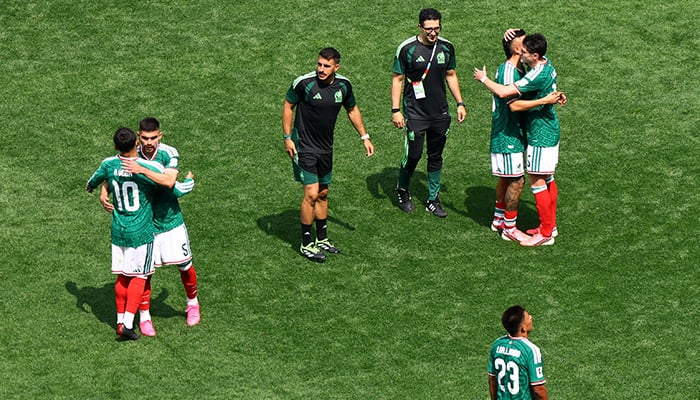 Mexico players celebrate after the match during Fifa World Cups Group A fixture between Mexico and South Africa at Estadio Azteca, Mexico City on June 11, 2026. — Reuters