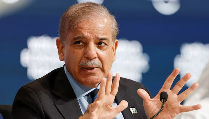 Prime Minister Shehbaz Sharif speaks at the World Economic Forum (WEF) in Riyadh, Saudi Arabia, April 28, 2024. — Reuters