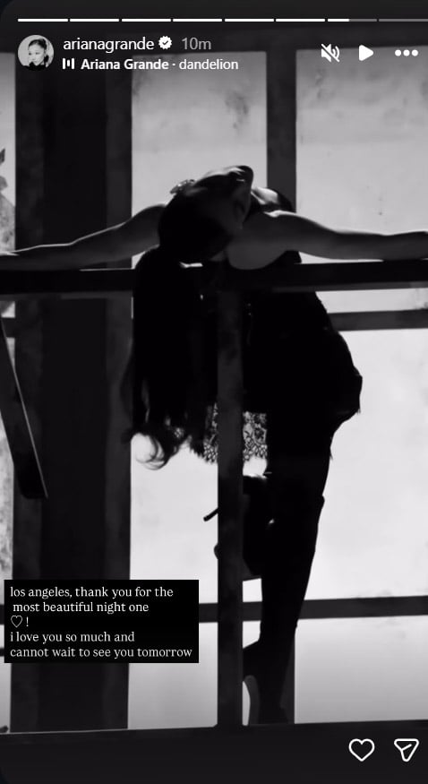Ariana Grande thanks fans after opening show in Los Angeles