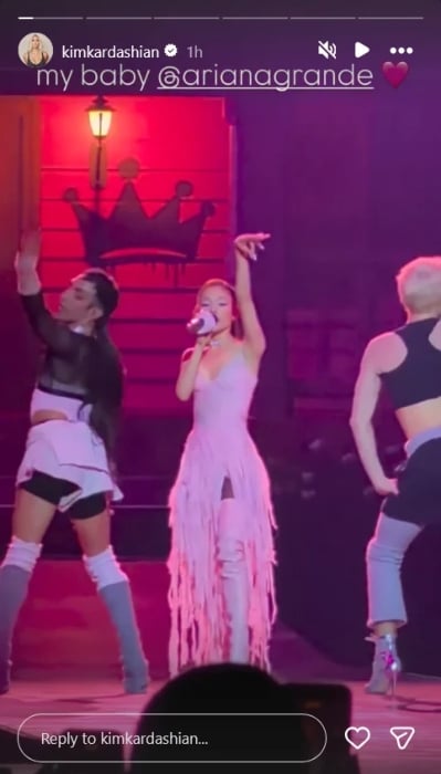 Kim Kardashian shows love for Ariana Grande during LA tour stop