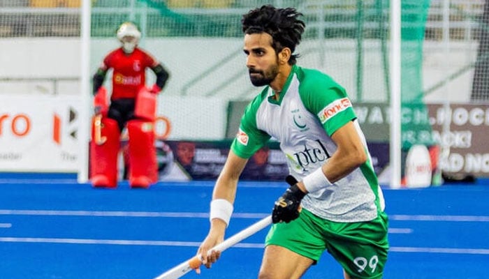 A photograph released by the International Hockey Federation shows a Pakistani player dribbling past an opponent during the semi-final match against France in the FIH Men’s Nations Cup in Kuala Lumpur, Malaysia, on June 20, 2025. — IHF