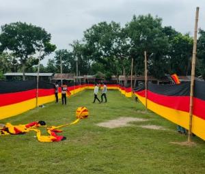 Bangladesh farmer unfurls vast Germany banner to show World Cup support