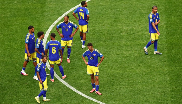 Curacao players look dejected after match, Houston Stadium, Houston, Texas, US, June 14, 2026. — Reuters