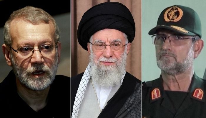 (From left to right) then-security chief Ali Larijani, then-Supreme Leader Ayatollah Ali Khamenei and then-Guards naval chief Alireza Tangsiri. — Reuters/File