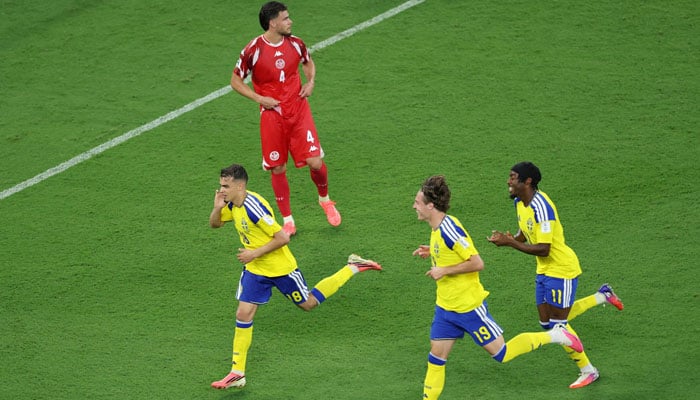 Swedens Yasin Ayari celebrates scoring their fifth goal in Fifa World Cup 2026 Group F match against Tunisia in Estadio Monterrey, Monterrey, Mexico on June 14, 2026. — Reuters