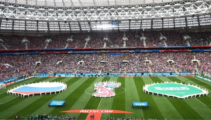 Why does the Saudi flag always stay above grass in FIFA World Cup?