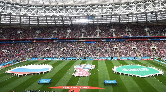 Why does the Saudi flag always stay above grass in FIFA World Cup?