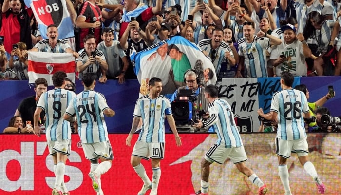 Argentina’s Lionel Messi celebrates after scoring a goal during the FIFA World Cup 2026 Group J match between Argentina and Algeria at Kansas City Stadium, Kansas City, Missouri, US, June 16, 2026. — Reuters