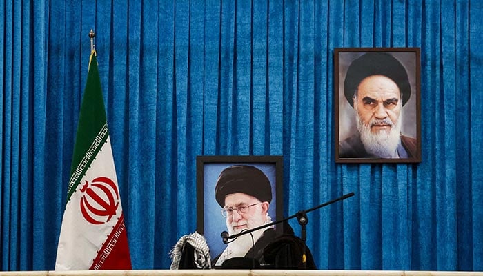 The symbolic chair and a picture of the late Supreme Leader of Iran, Ayatollah Ali Khamenei, are displayed during a ceremony at Khomeinis shrine in southern Tehran, Iran June 4, 2026. — Reuters
