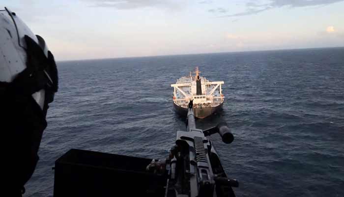 US forces conducting an interdiction of the sanctioned stateless oil tanker Davina in the Indo-Pacific region. — Reuters/File