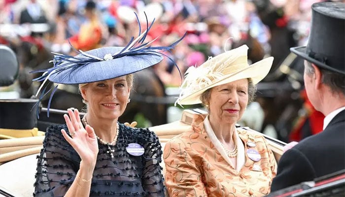 Duchess Sophie wears sentimental wedding necklace sitting beside Princess Anne