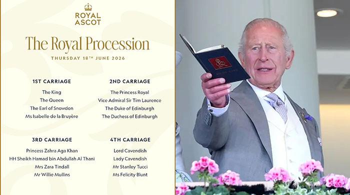 Princess Anne, Zara Tindall and global elite join King for Grand Ascot Procession