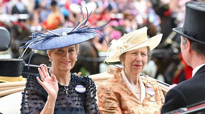 Duchess Sophie wears sentimental wedding necklace sitting beside Princess Anne